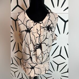 Banana Republic Pale Pink & Black Sleeveless Pleated Top Size M